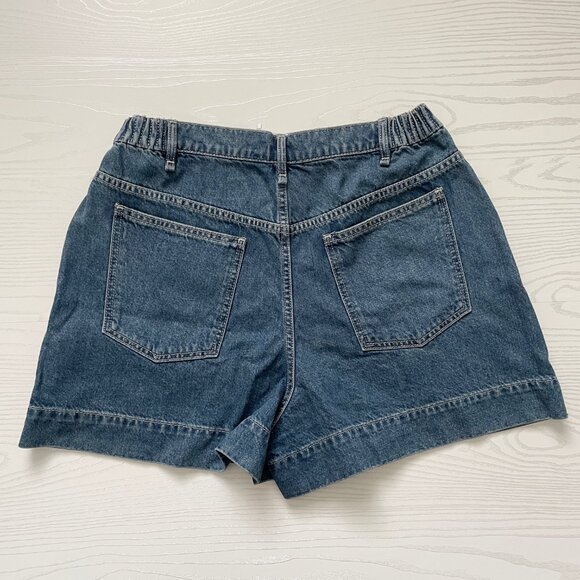 Merlette Women's Denim Shorts 32 Pollock Mid Blue Wash Wide Leg Jean Hi-Rise - Picture 3 of 9